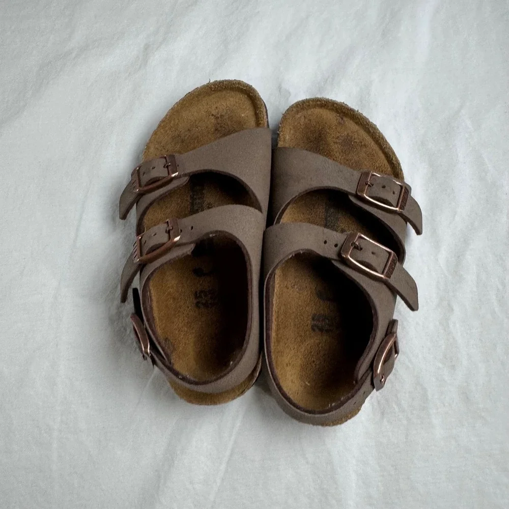 Birkenstock Kids's Size 25 US 7 Mocha Milano Birko-Flor Backstrap Sandals